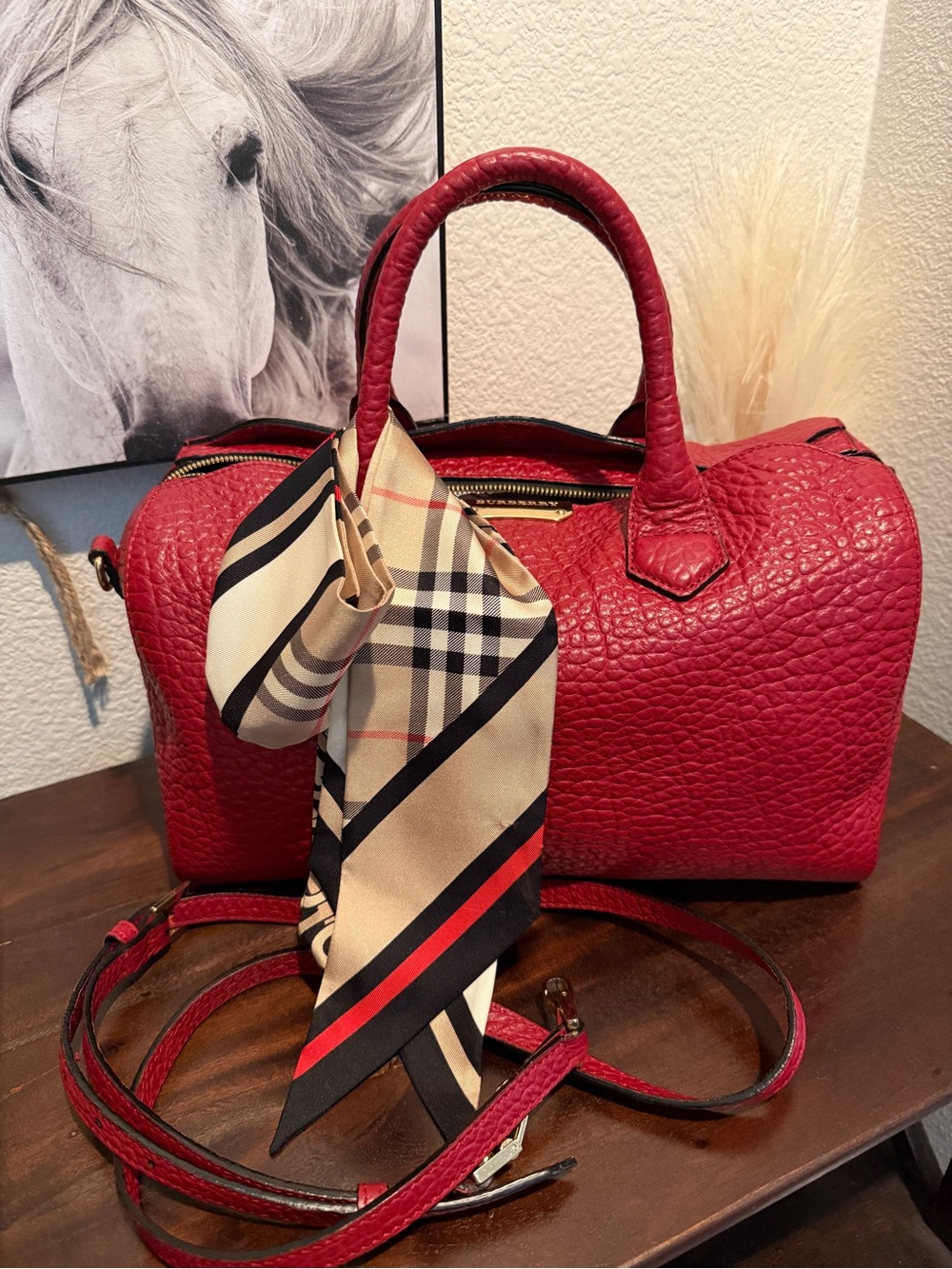 Burberry Alchester Satchel with Scarf Accent